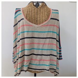 Ella Moss Pink and Blue Relaxed Long Sleeve Blouse